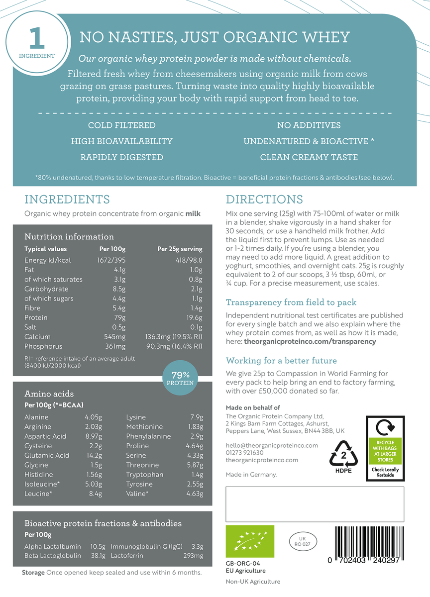 Unflavoured Organic Whey Protein | Clean, Pure & High Quality – The ...