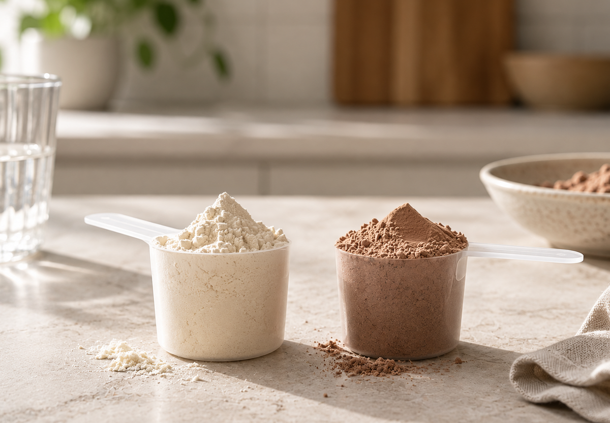 two scoops of protein powder