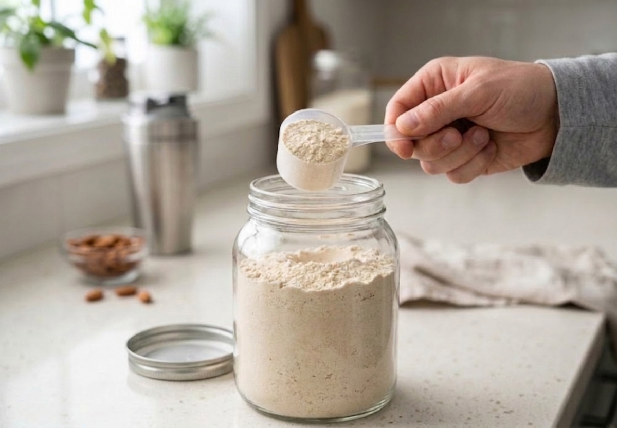 A scoop of protein powder