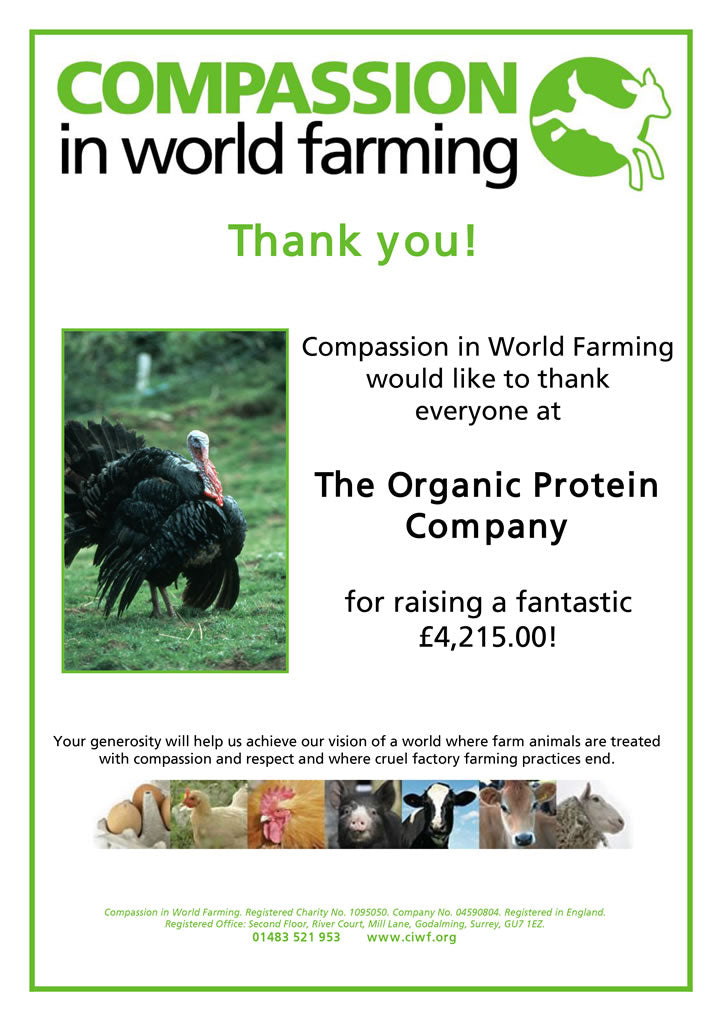 Another £1787.50 donated to Compassion in World Farming (running total now over £4200!)