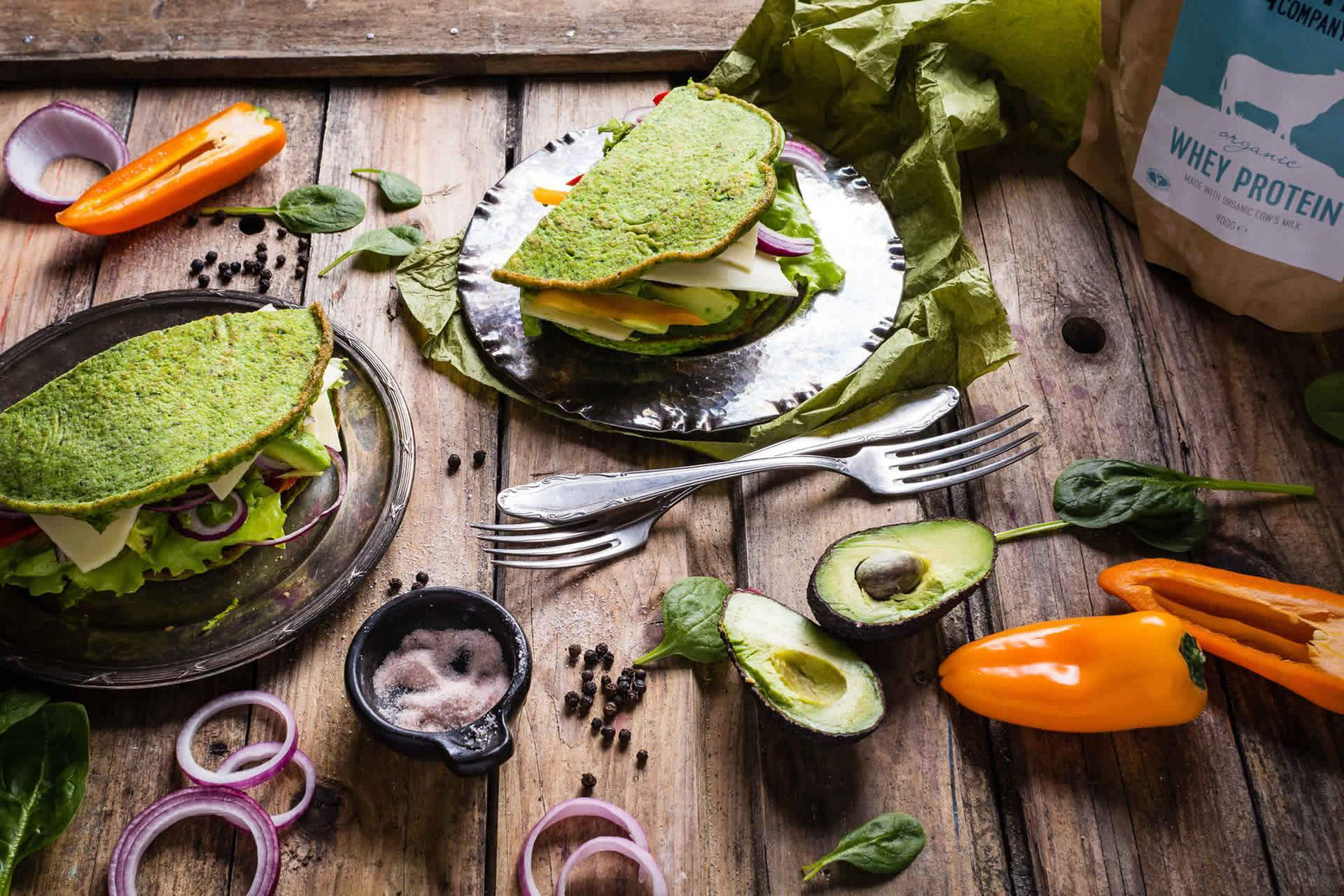 Spinach & Whey Protein Pancake Sandwiches (Panwiches)