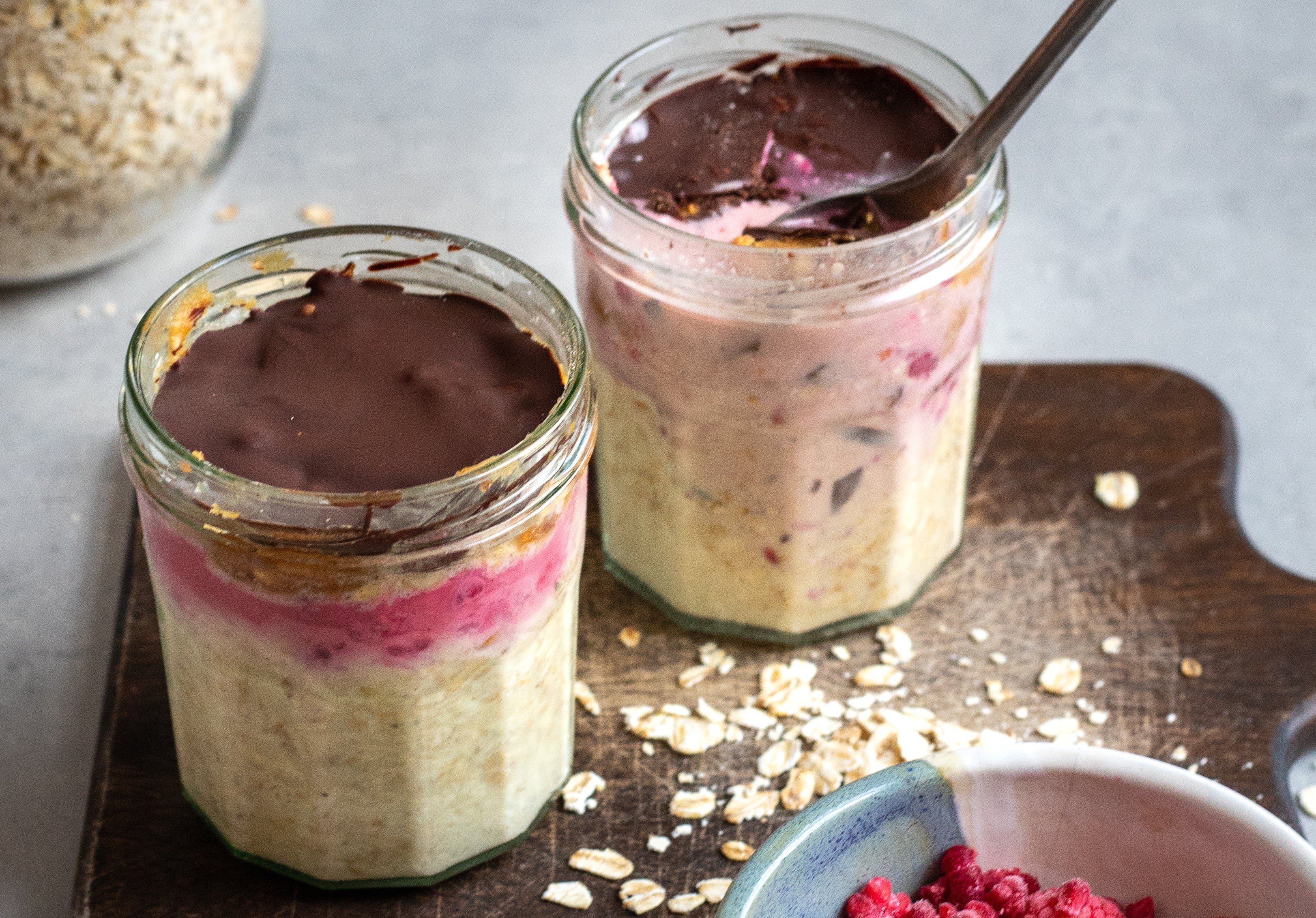 Peanut Butter & Jelly Inspired Overnight Oats