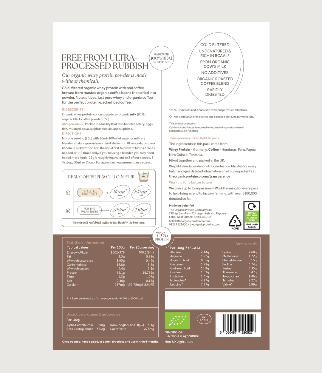 Real Coffee Organic Whey Protein Powder