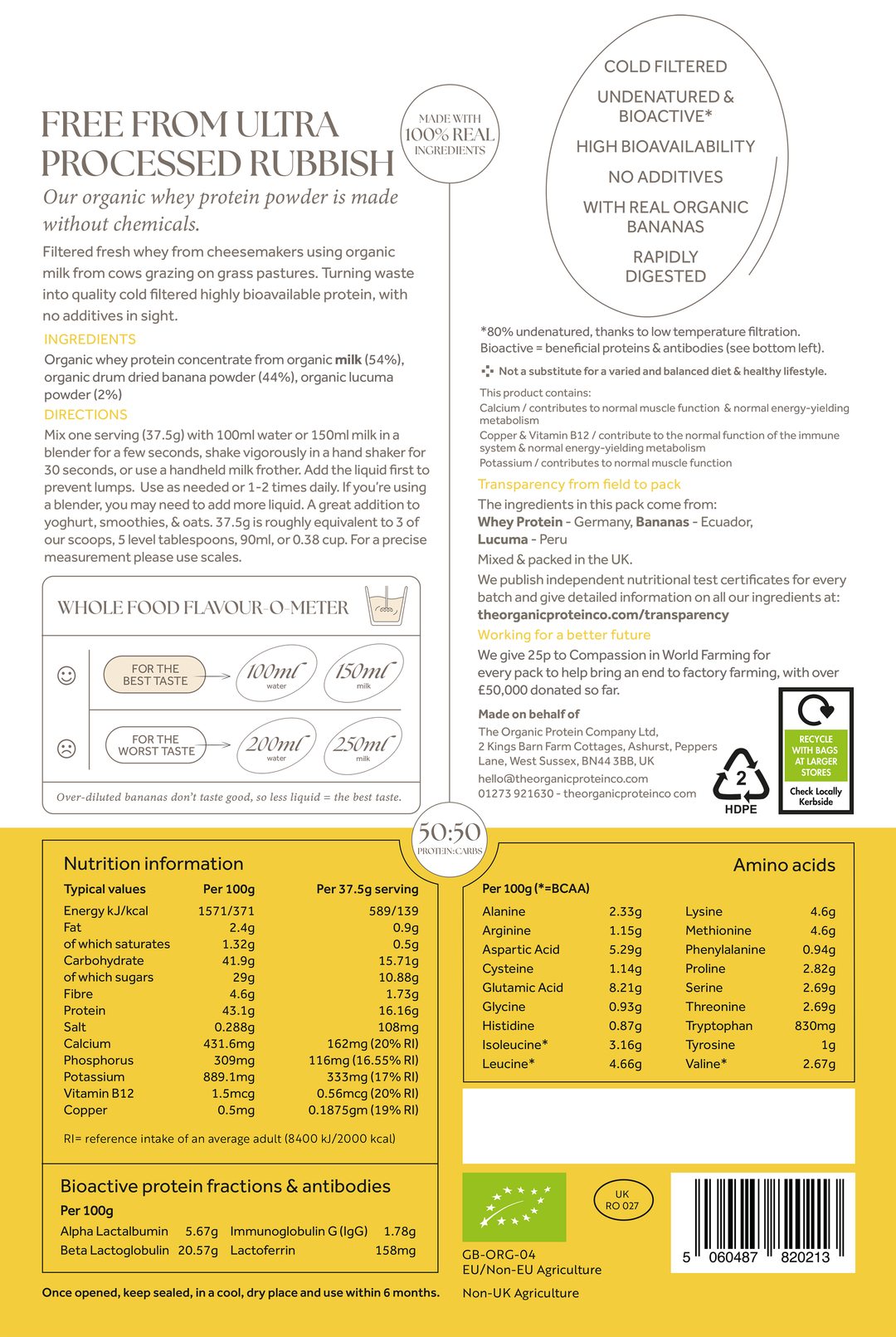 Organic Whey Protein Banana & Lucuma