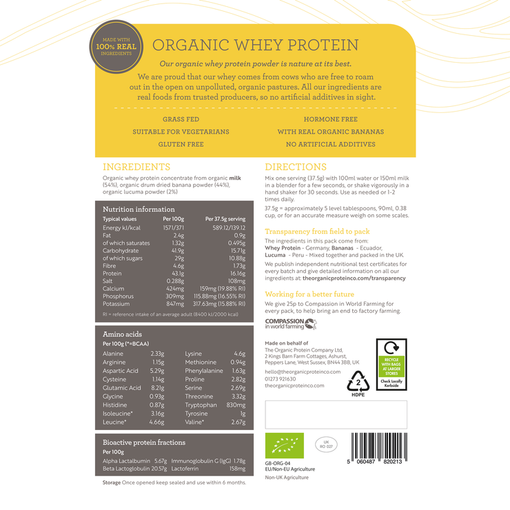 Organic Whey Protein Banana & Lucuma