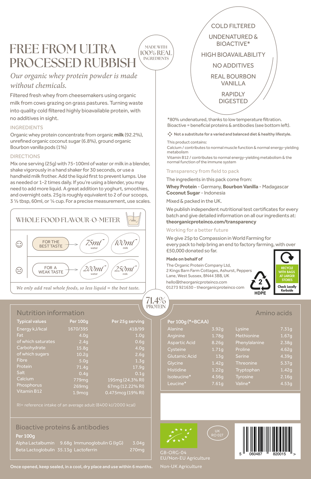 Organic Whey Protein Madagascan Vanilla