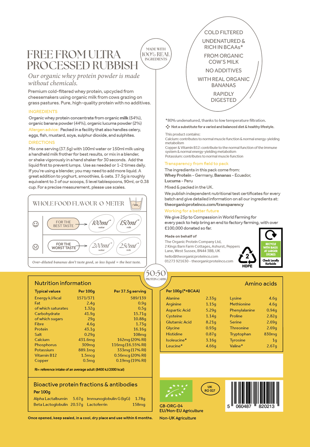 Organic Whey Protein Banana & Lucuma