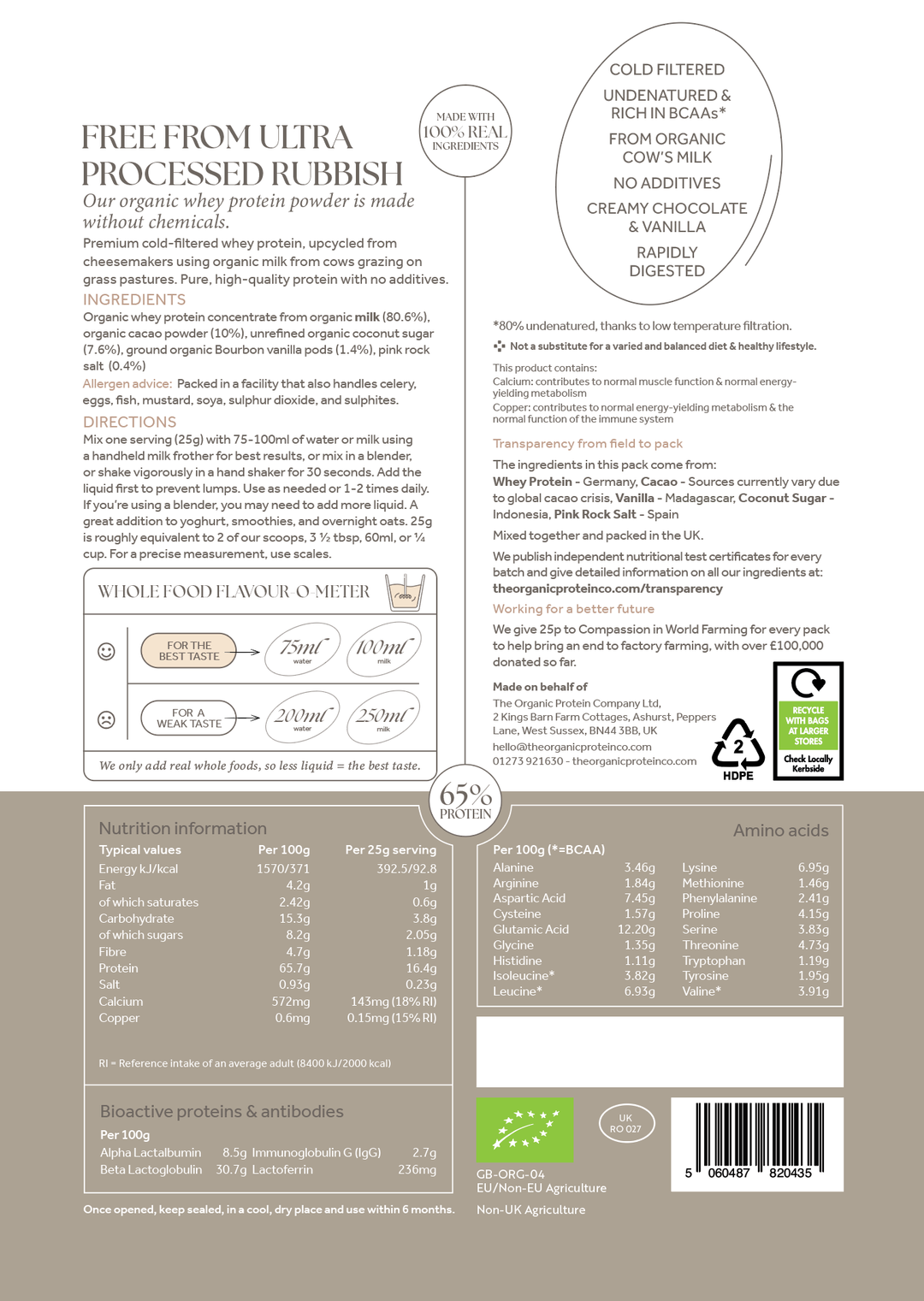 Organic Whey Protein Cookies & Cream