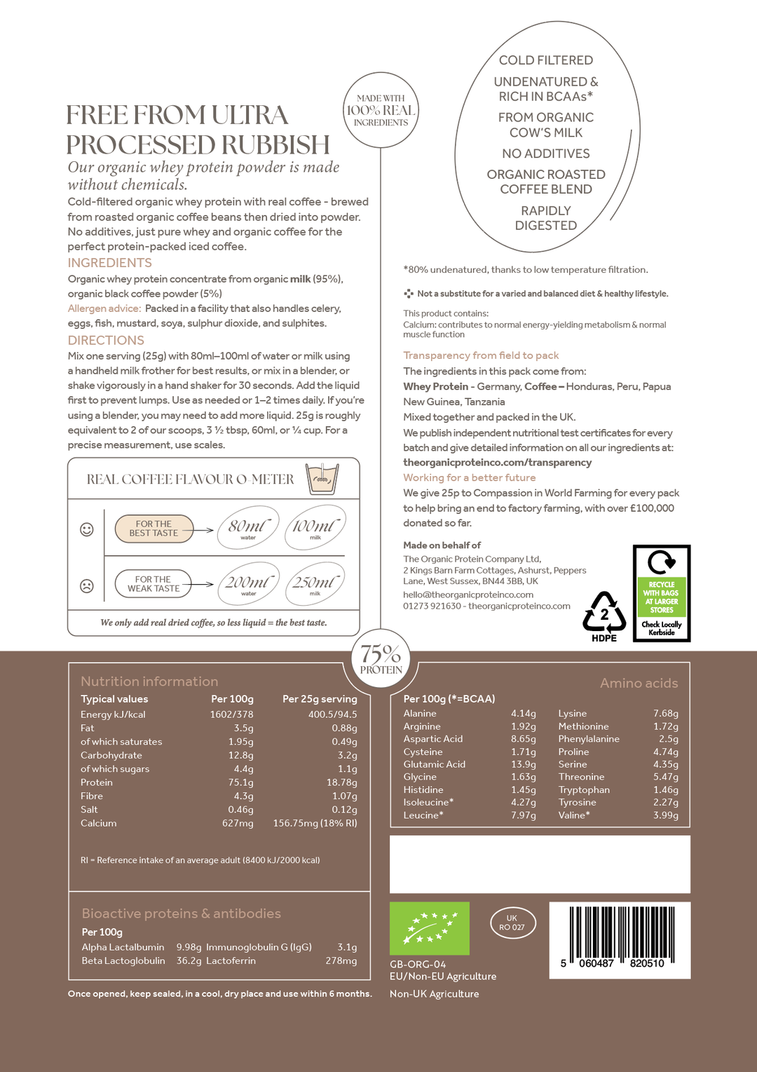 Real Coffee Organic Whey Protein Powder